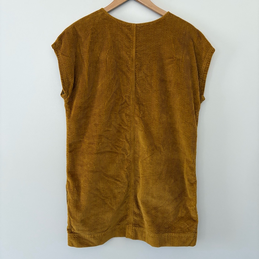 Madewell Corduroy Side-Button Shift Dress Mini Sleeveless Antique Gold Size S - Picture 5 of 11